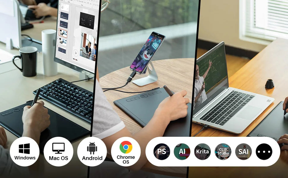 HUION H610X Graphics Tablet 10x6.25 Inch Digital Tablets Pen Tablets Compatible with Mac Windows PC Linux(Ubuntu) Android Phone