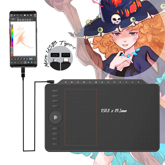 GAOMON Graphics Tablet M1220 12 Inch Large Pen Tablets Multimedia Keys for Drawing wIth PC Laptop MacOS Windows Android Phone,