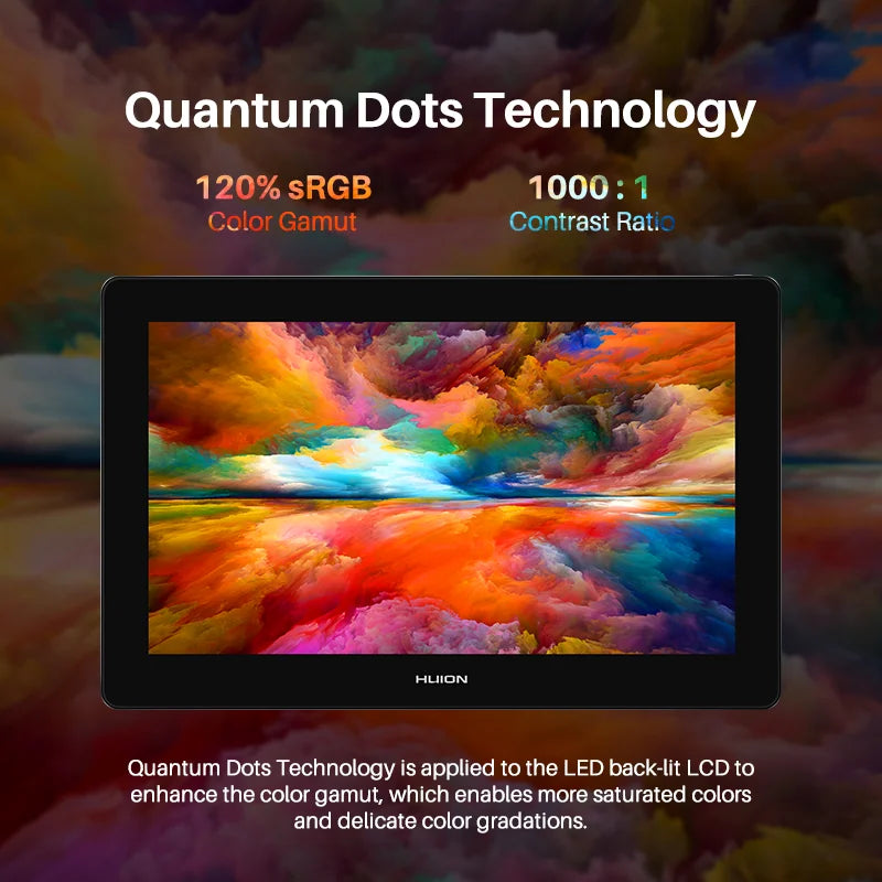 Huion Kamvas Pro 16 4K Graphics Tablet Monitor 15.6 Inch Screen Anti-glare Glass Digital Drawing Tablet 120% sRGB Pen Display