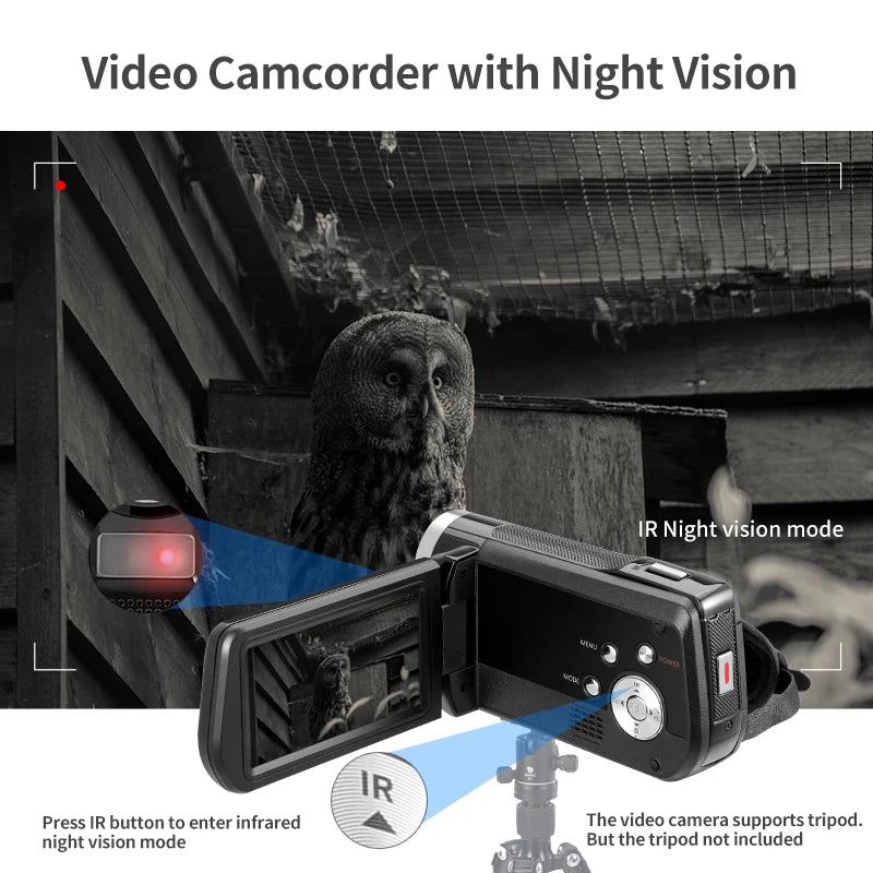 4K Vlog Cameras for YouTube Videos, Ordro AC2 1080P 60FPS IR Night Vision Digital Camcorders Filmadora for Blogger Photography