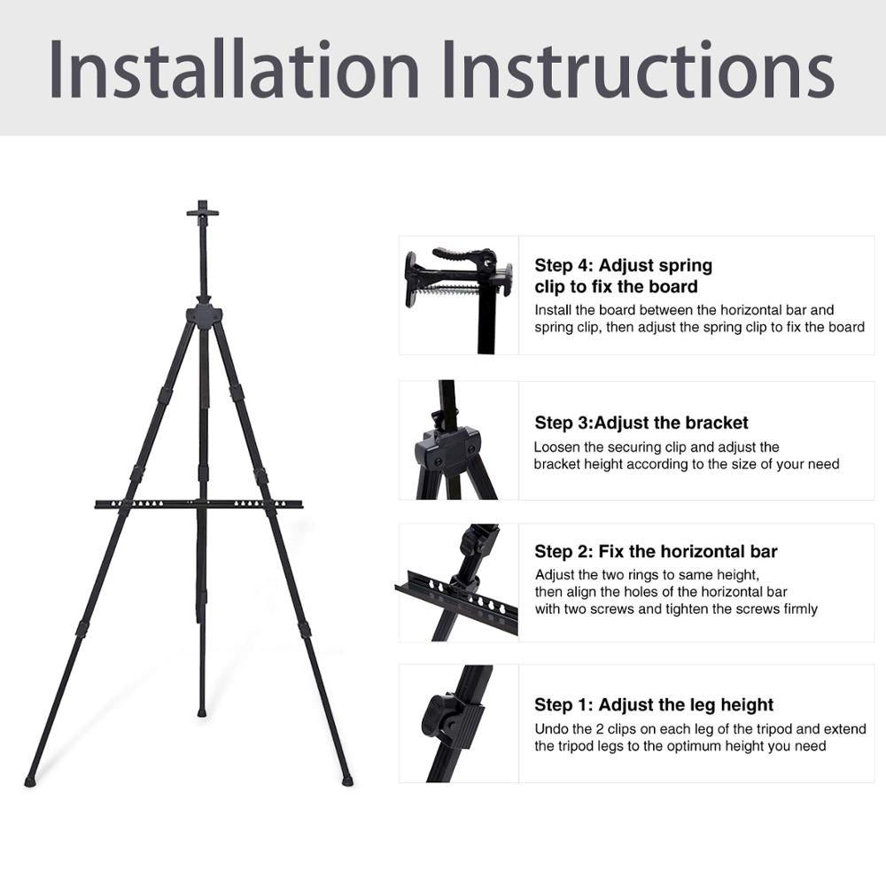 Portable Metal Easel Adjustable Sketch Thicken Triangle Aluminum Alloy Easel Art Supplies