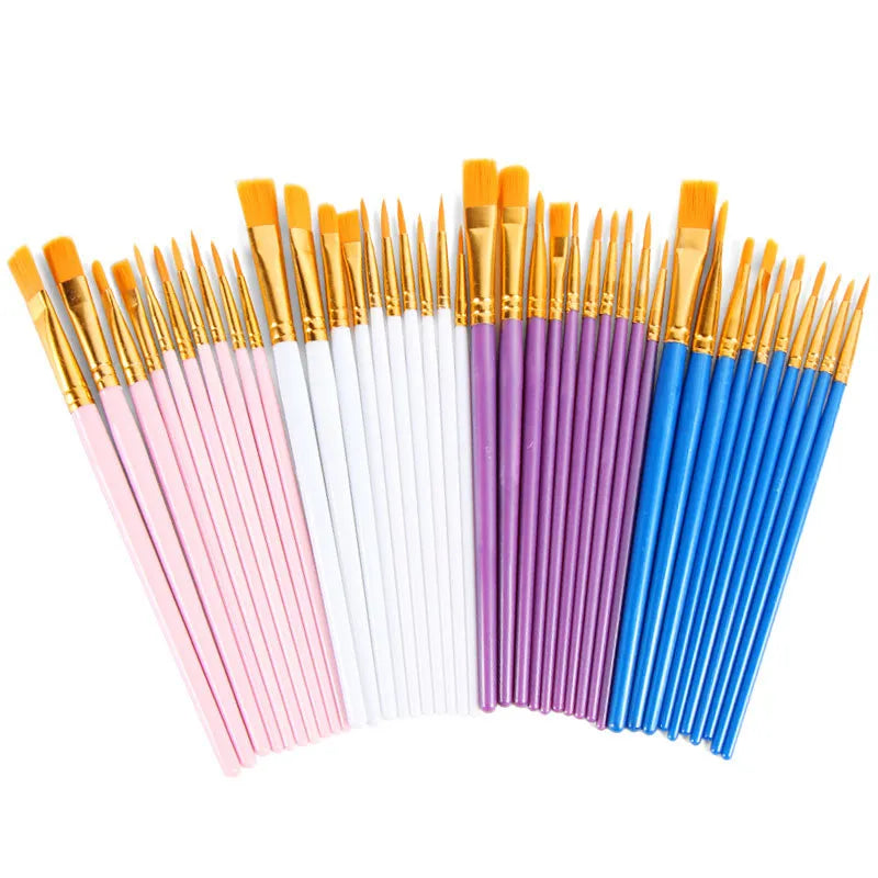 10pcs Professional Paint Brushes Set for Artist Nylon Hair Point Plastic Handle for Oil  Watercolor Gouache Acrylic Art Painting