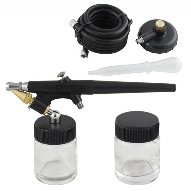 OPHIR Dual Action Airbrush Kit with Air Compressor for Nail Art Single Action Air Brush Spray Gun for Car Model _AC089+004+071