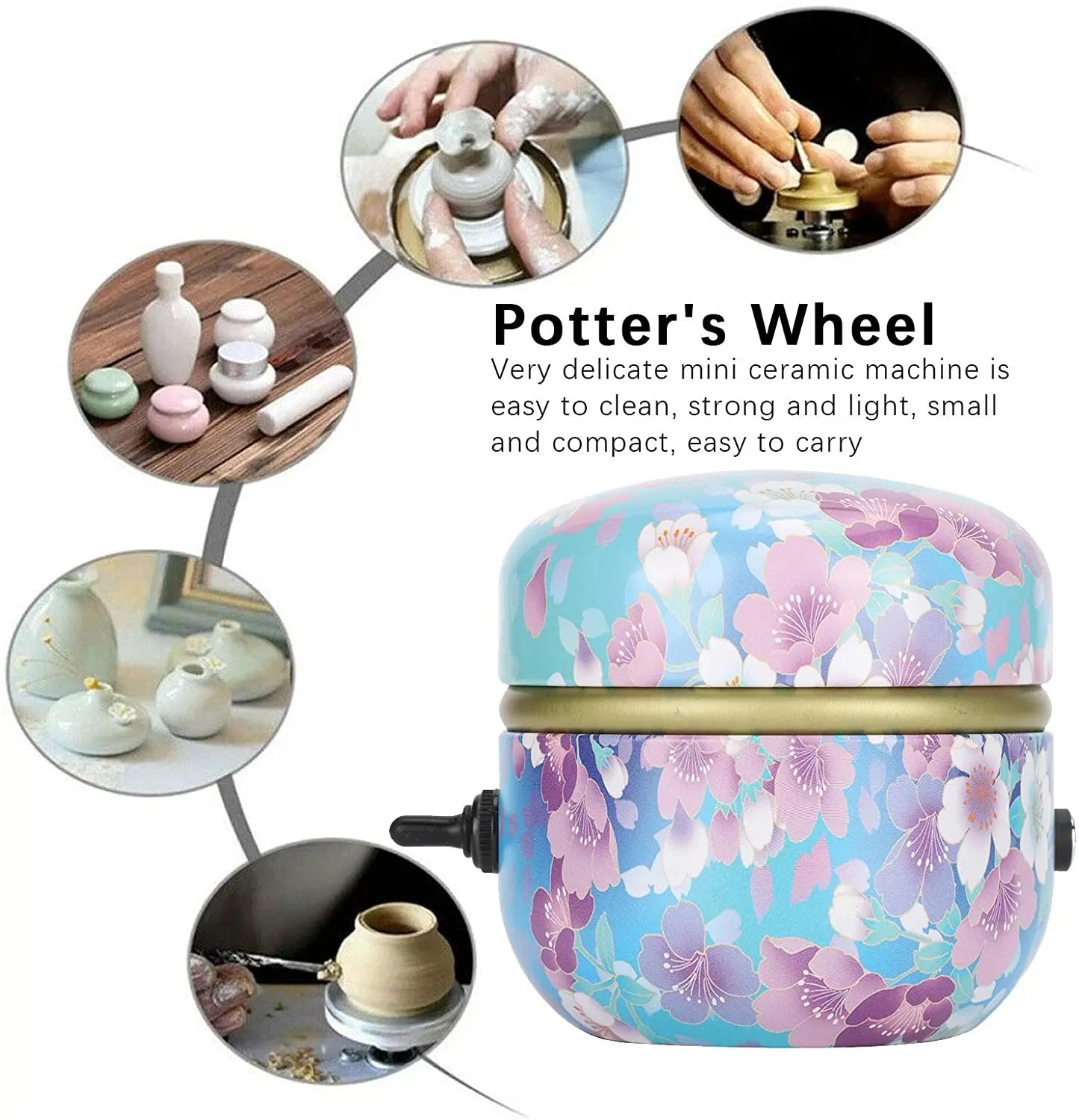 Mini Pottery Wheel Machine Electric Turntable Fingertip DIY Clay Tool Ceramic Machine Art Craft With Tray For Adults Kids