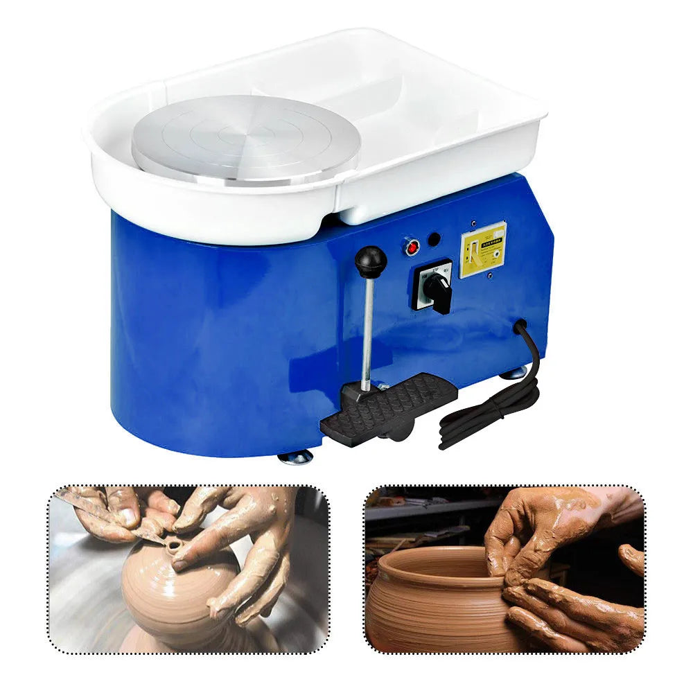 Blue Pottery Wheel Pottery Forming Machine 25CM 350W Electric Pottery Wheel With Foot Pedal DIY Clay Tool Ceramic Machine