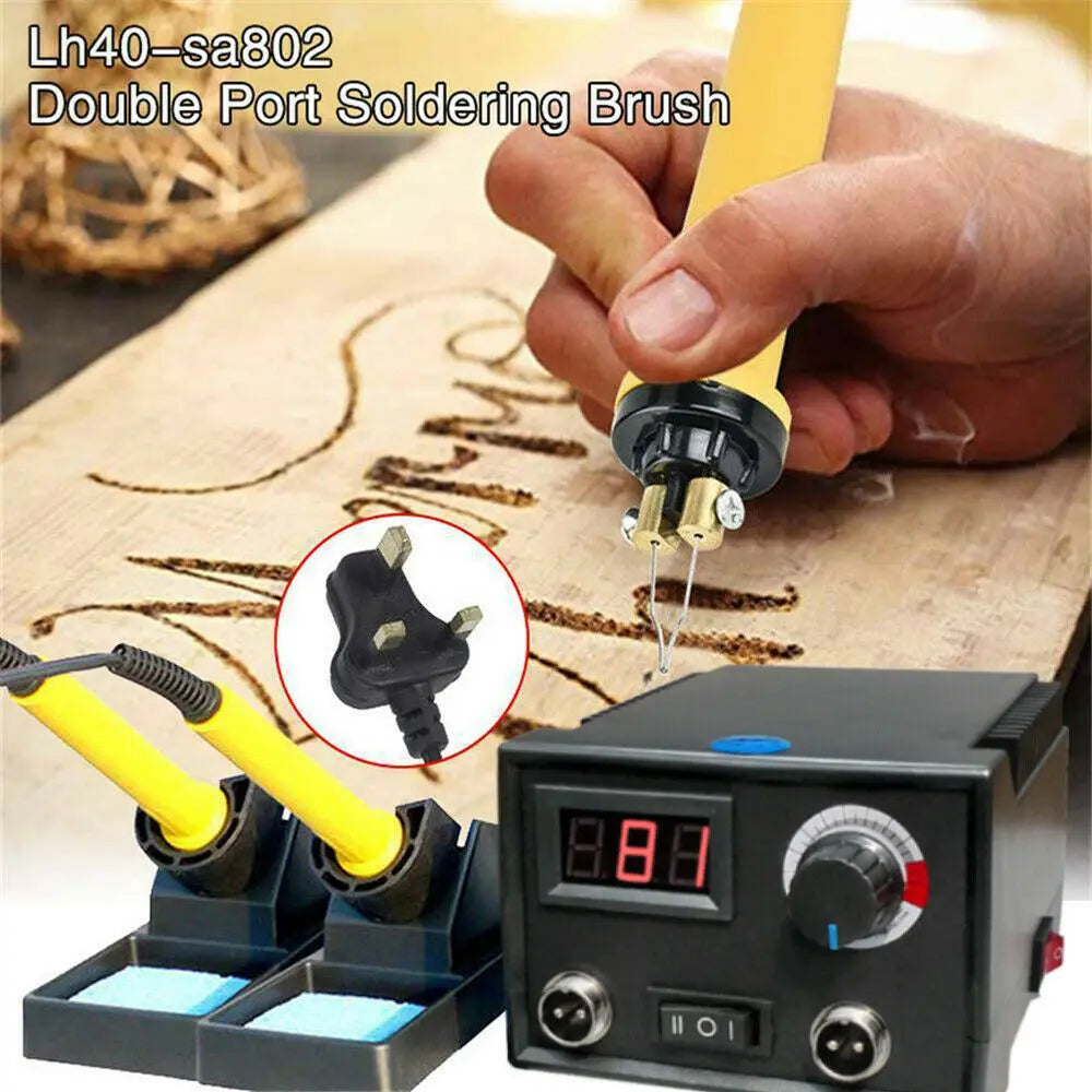 Wood Burner Adjustable Temperature Digital Display Pyrography Dual Pen Burning Machine Gourd Wood Crafts Tool Kit Soldering Iron