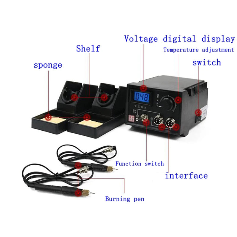 60W Adjustable Wood Burning Kits Pyrography machine Electric iron Digital display Pyrography Set +20pcs Blade Pyrography Machine