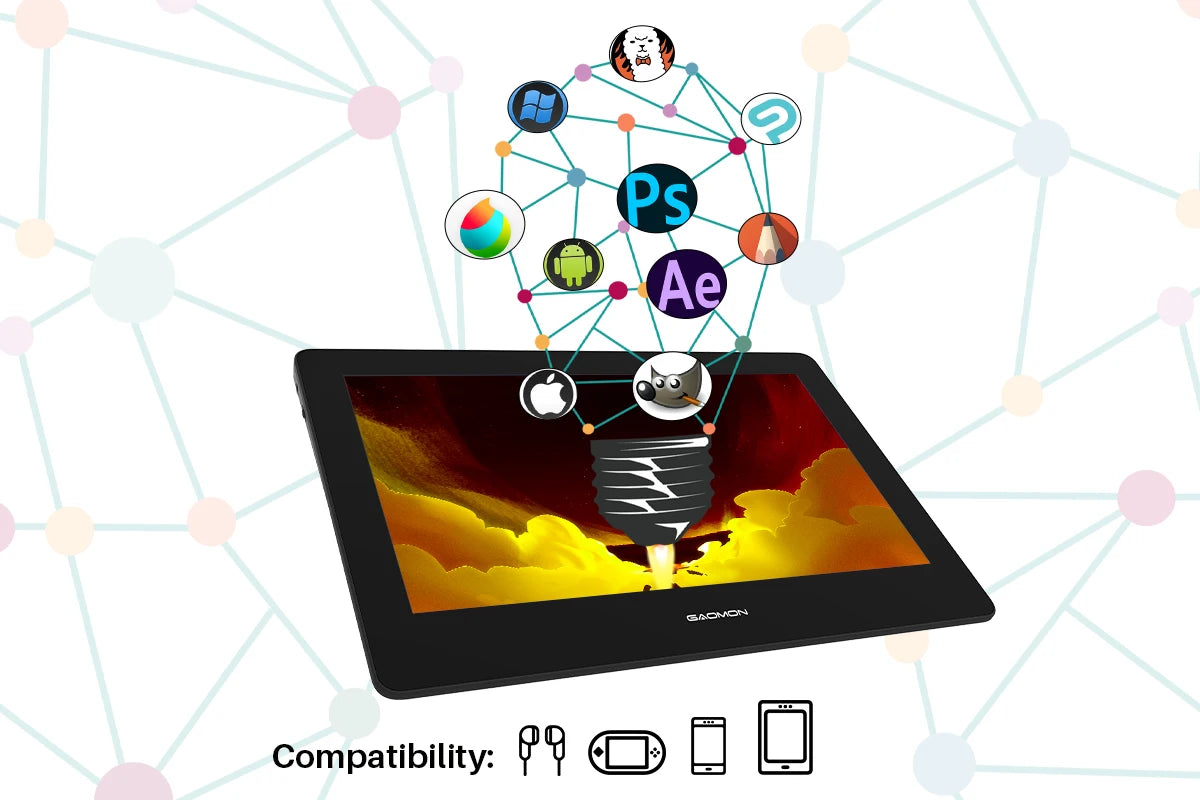 GAOMON PD1320 13.3 Inch Portable Monitor Full Laminated HD 86% NTSC Color Gamut Graphics Tablet Display for Drawing & Painting