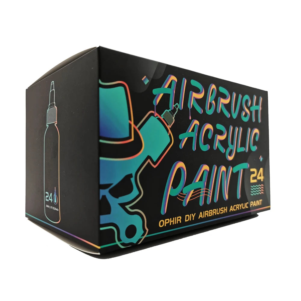 OPHIR Airbrush Acrylic Paint DIY Ink for Model Shoes Leather Painting Nail Art 24 Colors Airbrush DIY Paint TA005(1-24)