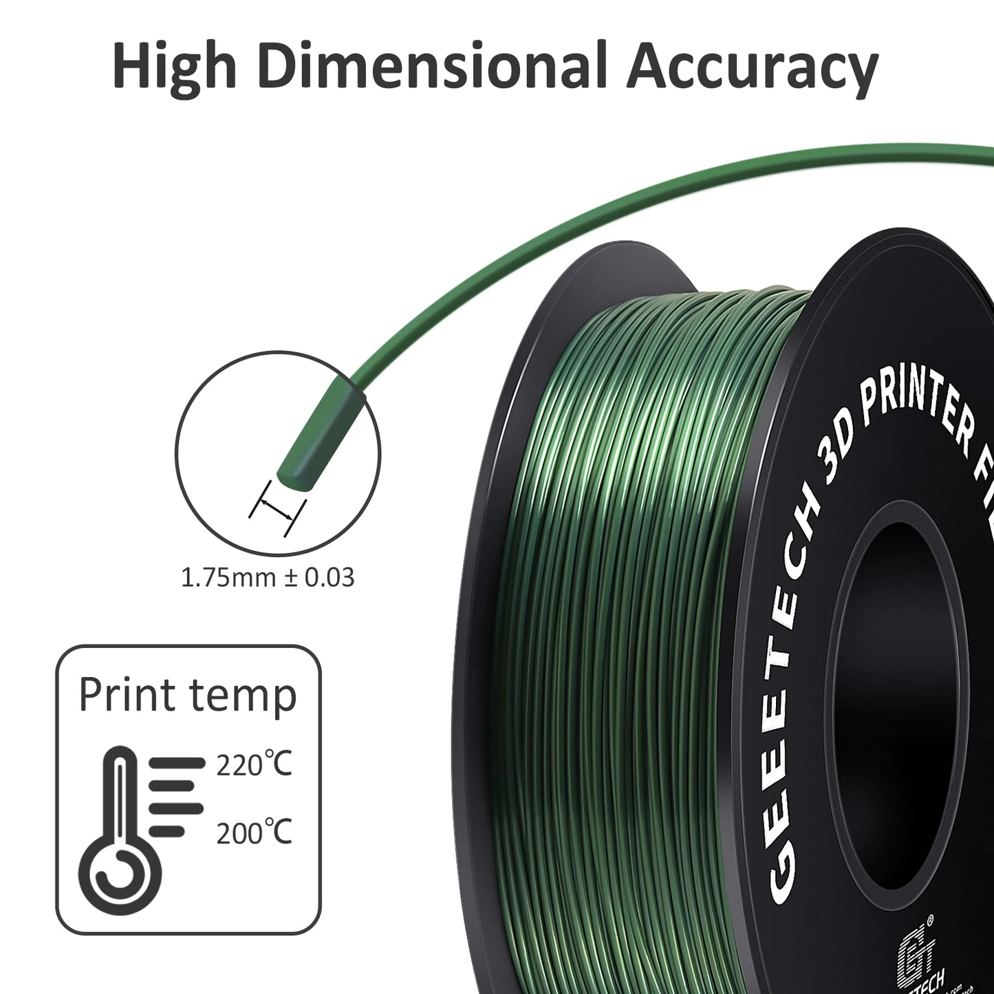GEEETECH 3d Silk PLA Filament 1kg1.75mm Spool Wire For 3D Printer Material,Safety, Vacuum packaging, special color, Bubble free