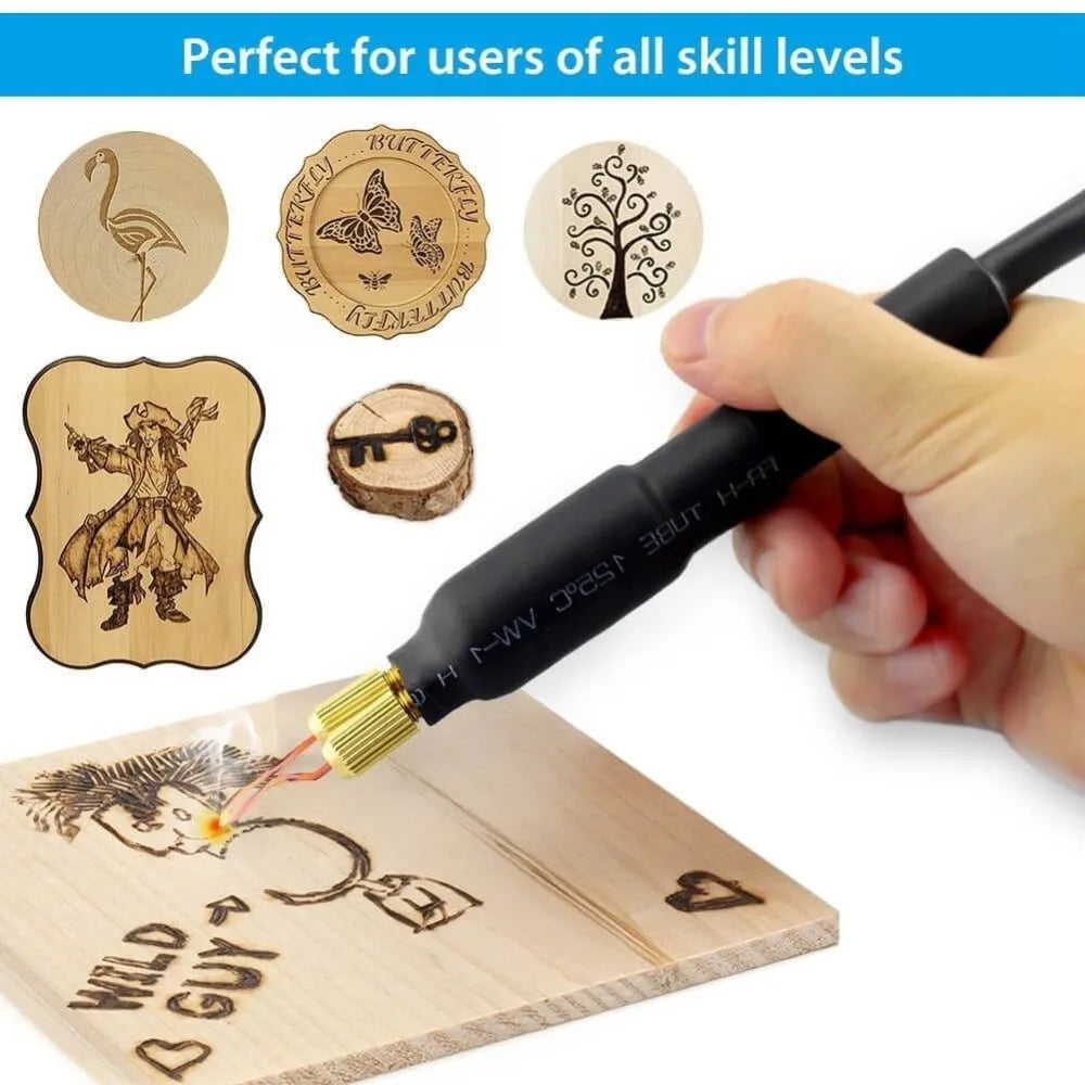 60W 110V / 220V Digital Multifunction Pyrography Machine US/UK/EU Plug with Pyrography Pen Wood Burning Pen Craft Tool Kit Sets