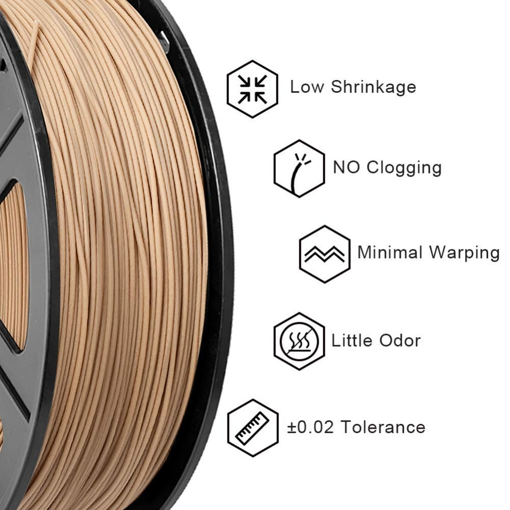 SUNLU wood fiber 3d printer filament PLA&amp;wood 3d filament 1.75mm 1kg wood  for 0.4mm nozzle fine and non-clogging