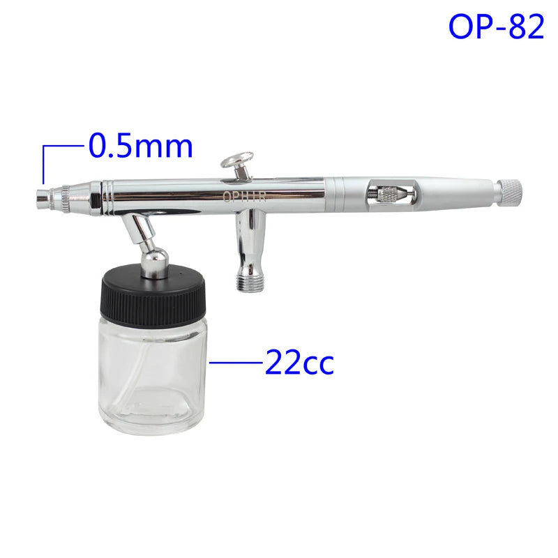 OPHIR 6pcs Dual Action Airbrush Set Kits with 0.2mm,0.3mm,0.35mm,0.5mm Tips Spray Gun for Model Painting Body Paint_AC048