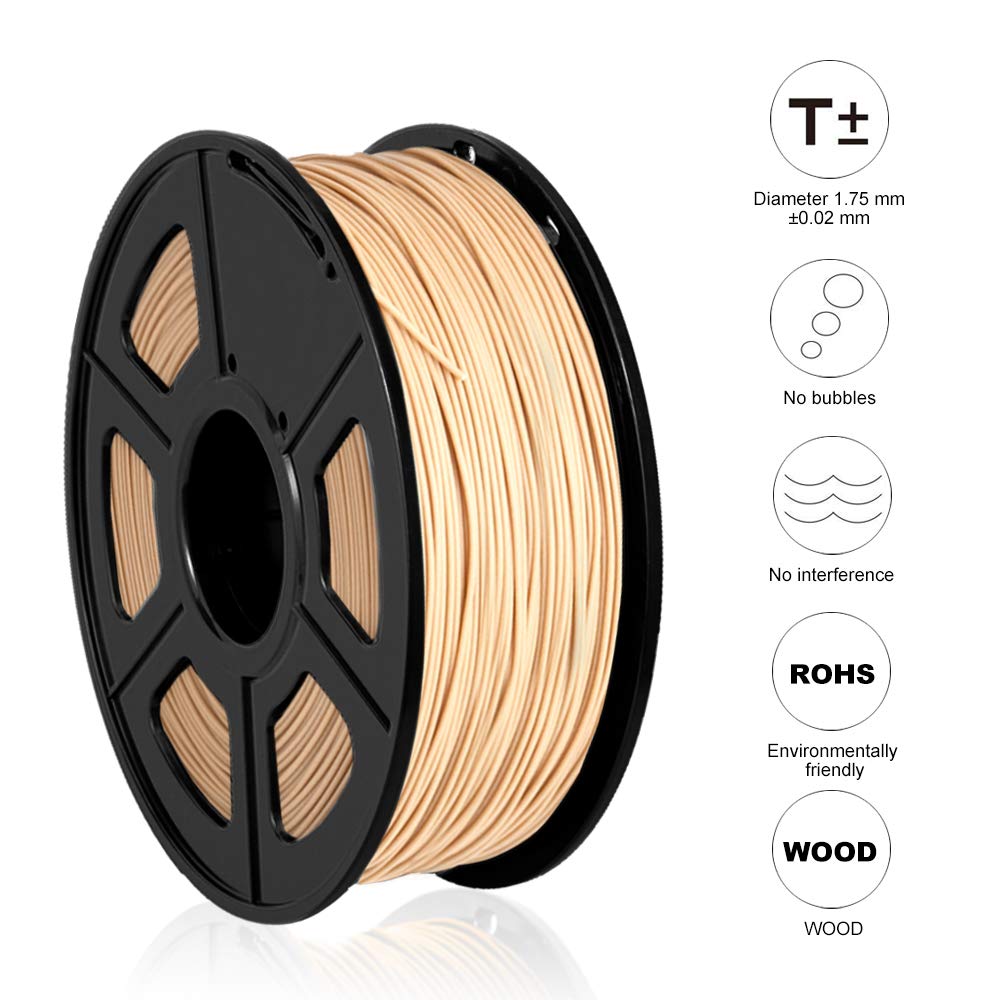 SUNLU wood fiber 3d printer filament PLA&amp;wood 3d filament 1.75mm 1kg wood  for 0.4mm nozzle fine and non-clogging