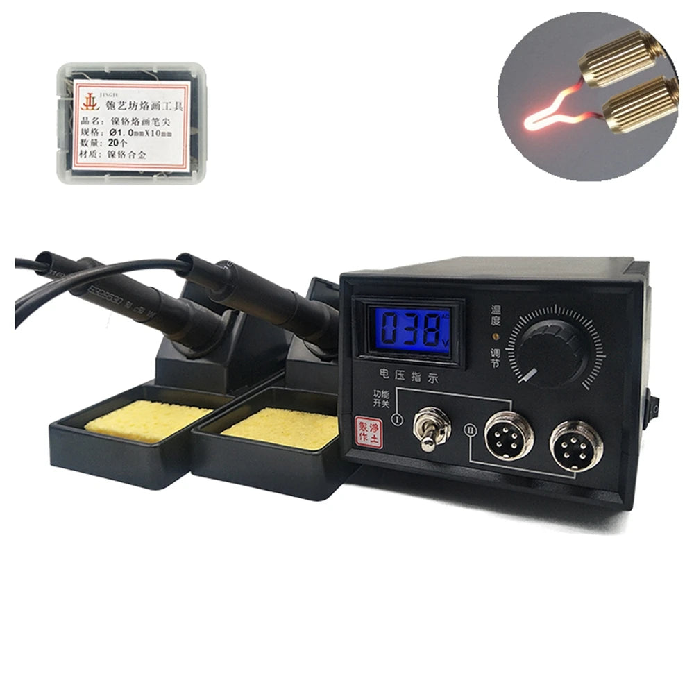 60W Adjustable Wood Burning Kits Pyrography machine Electric iron Digital display Pyrography Set +20pcs Blade Pyrography Machine