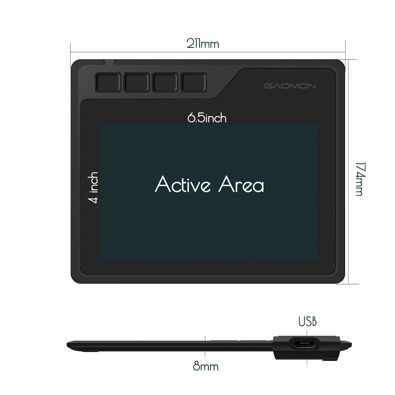 GAOMON S620 6.5 x 4&quot; Digital Graphic Tablet for Drawing Painting&amp;Game OSU, 8192 Level Pen Tablet Support Android/Windows/Mac OS