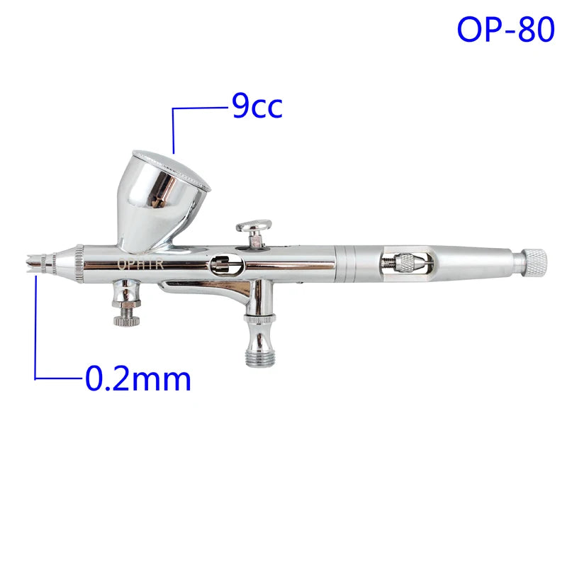 OPHIR 6pcs Dual Action Airbrush Set Kits with 0.2mm,0.3mm,0.35mm,0.5mm Tips Spray Gun for Model Painting Body Paint_AC048