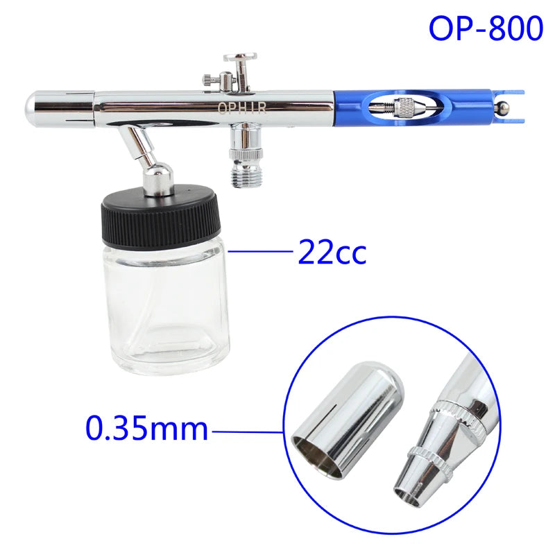 OPHIR 6pcs Dual Action Airbrush Set Kits with 0.2mm,0.3mm,0.35mm,0.5mm Tips Spray Gun for Model Painting Body Paint_AC048