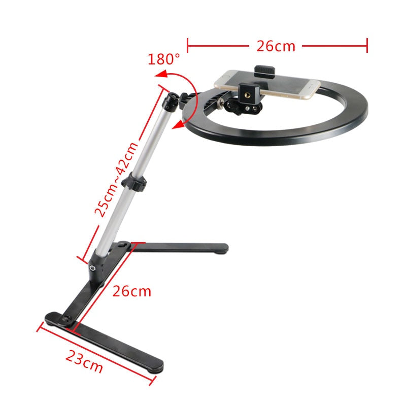 Video Youtube Fill Ring Light Lamp Live COOK 26CM Photography Lighting Phone Ringlight Tripod Stand Photo Led Selfie Remote