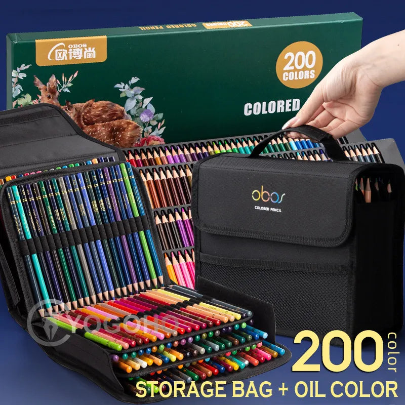 48/72/120/150/200 Professional Oil Color Pencil Set Watercolor Drawing colored pencils with Storage Bag colored pencils.