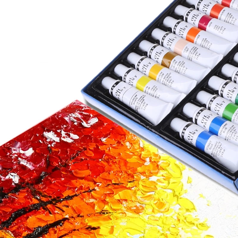 24 Colors Professional Oil Painting Paint Drawing Pigment 12ml Tubes Set Artist Art Supplies