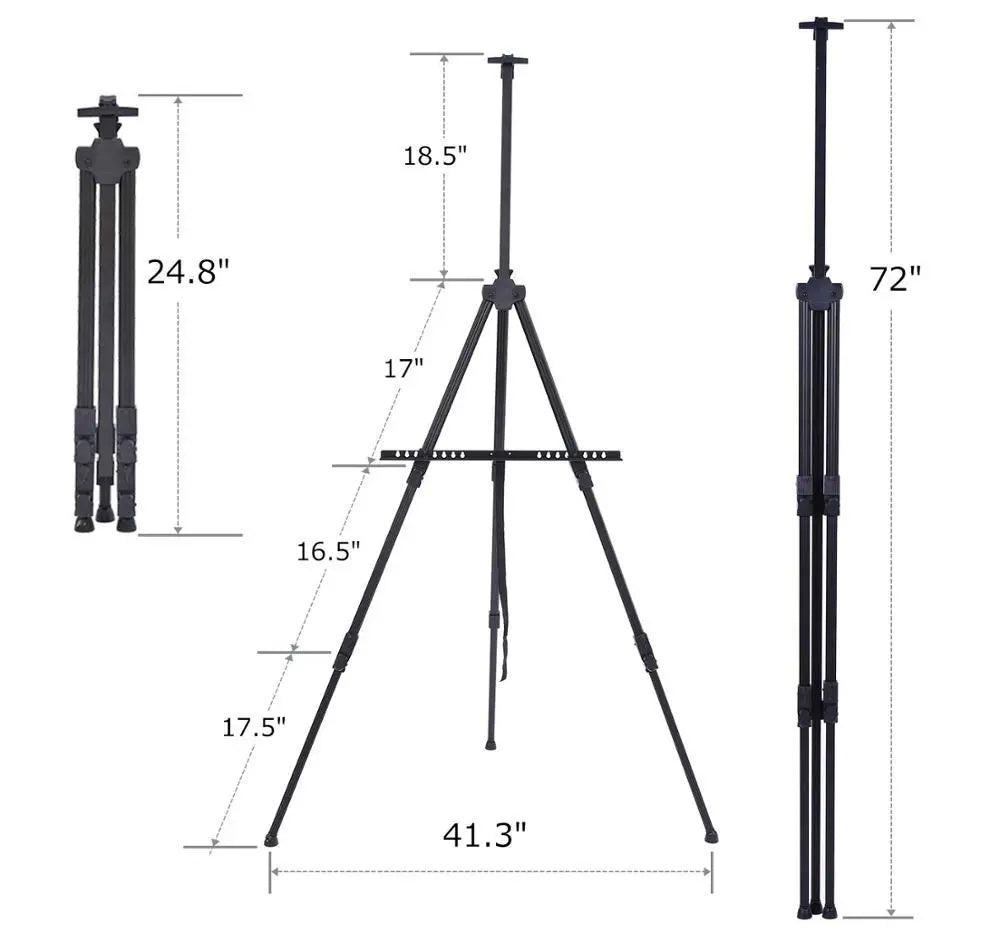 Portable Metal Easel Adjustable Sketch Thicken Triangle Aluminum Alloy Easel Art Supplies