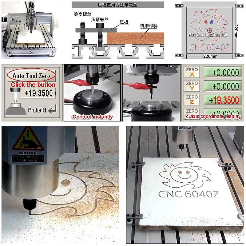 4 Axis CNC Router 6040 3040 8060 USB Port Milling Engraving Machine with Limit Switch for DIY Wood PCB PVC Acrylic Metal Carving