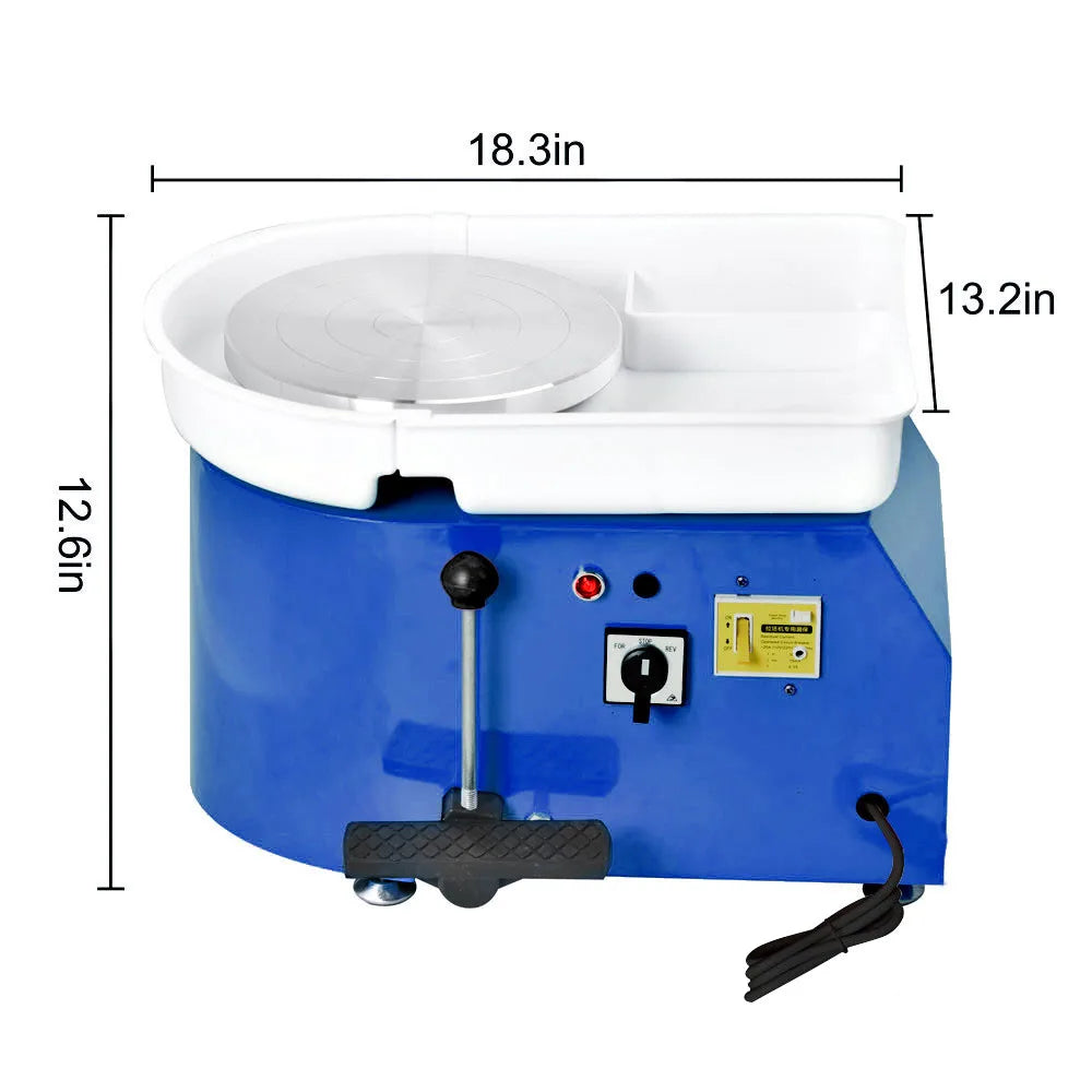 Blue Pottery Wheel Pottery Forming Machine 25CM 350W Electric Pottery Wheel With Foot Pedal DIY Clay Tool Ceramic Machine