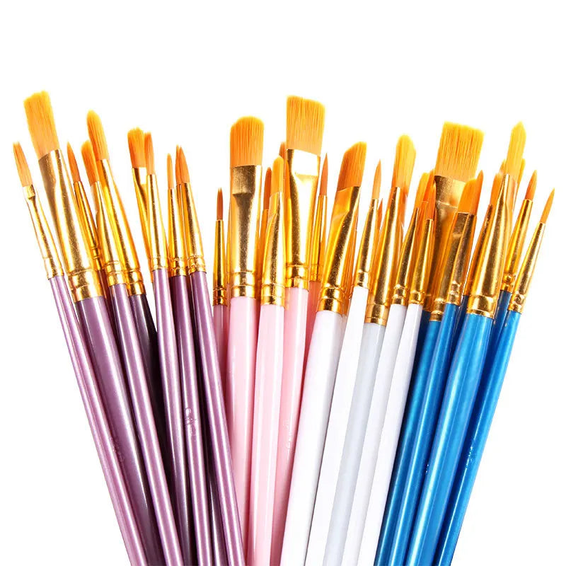 10pcs Professional Paint Brushes Set for Artist Nylon Hair Point Plastic Handle for Oil  Watercolor Gouache Acrylic Art Painting