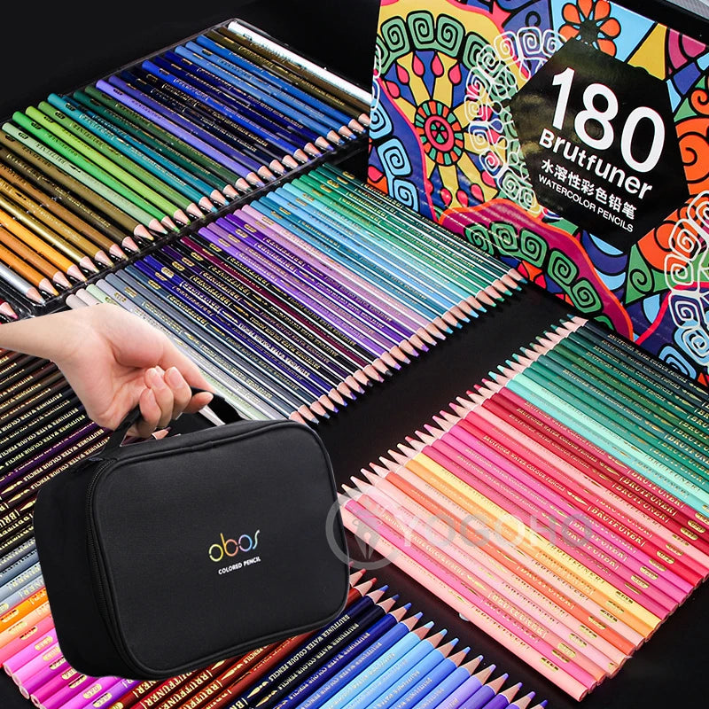 Professional Oil/Watercolor Pencil Set with Bag 48/72/120/150/180 colored pencils Art Supplies Pencils