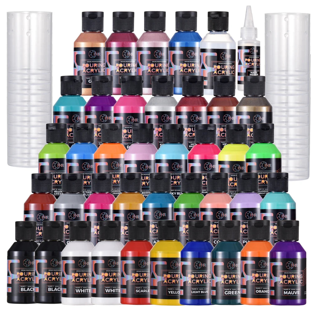 OPHIR Acrylic Pouring Paint Water-Based High Flow Arts Supply 36 Colors for Choose 100ML/Bottle TA001