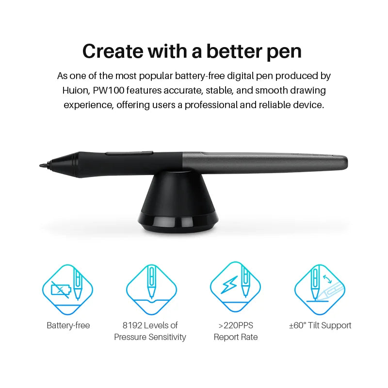 Huion H580X Graphics Tablet Digital Battery-Free Pen Drawing Tablets Signature Pad Linux, MacOS, PC, and Android Device Connectivity