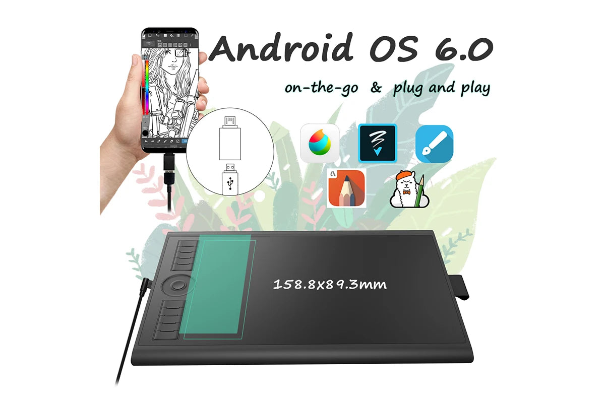 GAOMON M10K PRO 10 * 6.25'' Graphic Drawing Pen Tablet with 8192 Pressure Battery-Free Stylus Support OTG Function