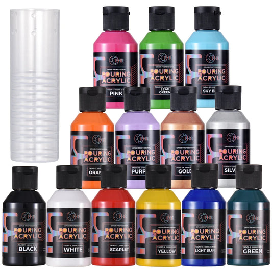 OPHIR Water-Based High Flow Pouring Acrylic Paint 100ML/Bottle Fluid Marbling Paint Acrylic Pouring For DIY Art Supplies TA001