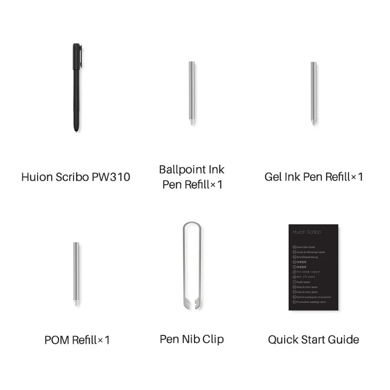 Huion Scribo PW310 Graphic Tablet Stylus 8192 Pen Pressure with 3 Replacement Refills Support H420X H640P Q620M HS64 H610PROV2