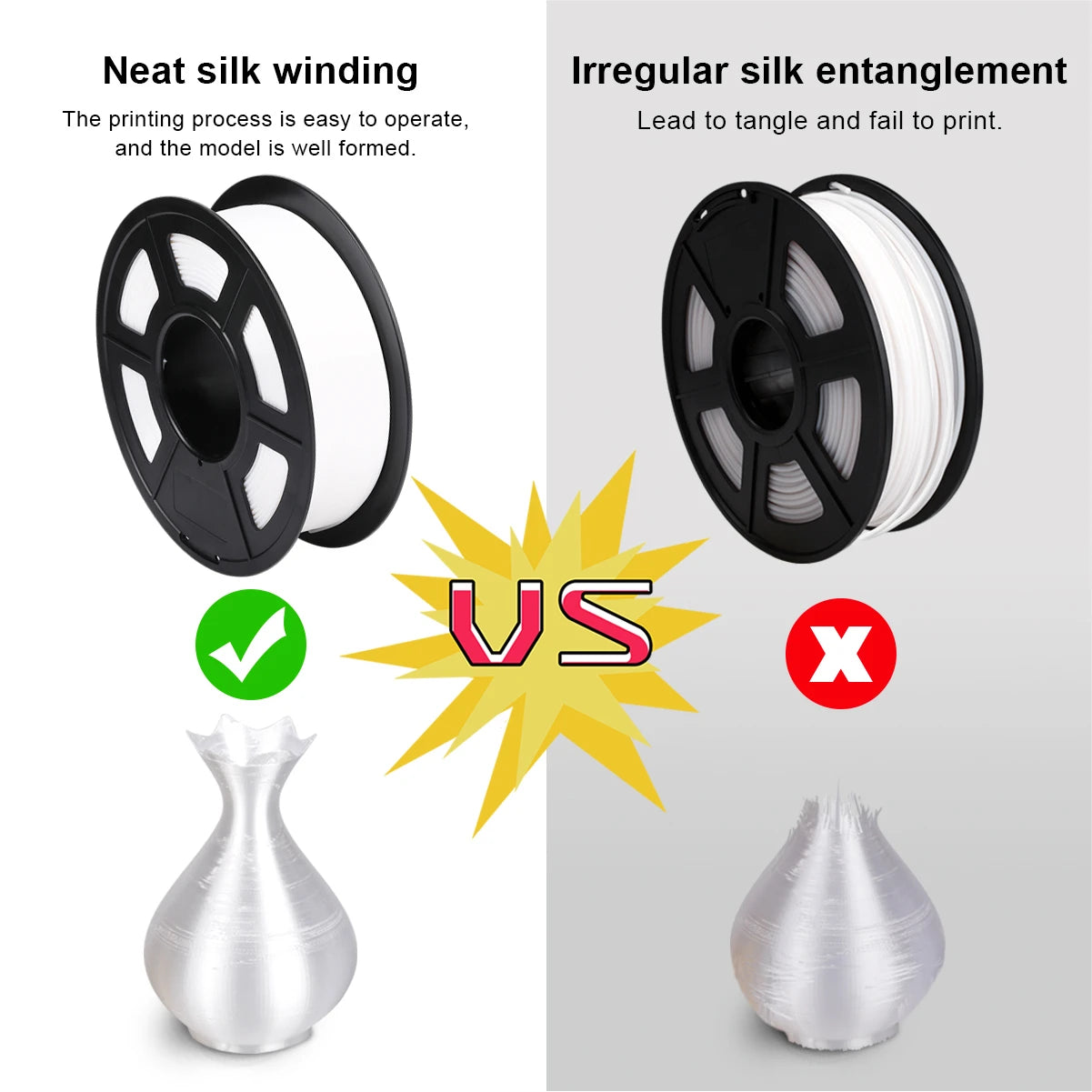 SUNLU 1KG PLA SILK Filament 3D Printer Filament Texture Tangle free 100% no bubble with Vacuum packing Various colors available