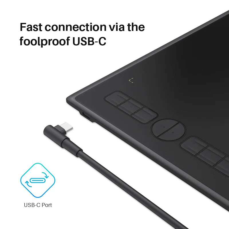 Huion H580X Graphics Tablet Digital Battery-Free Pen Drawing Tablets Signature Pad Linux, MacOS, PC, and Android Device Connectivity