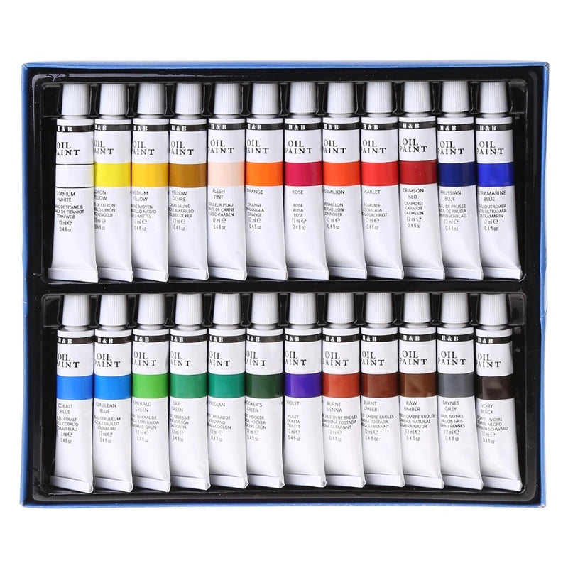 24 Colors Professional Oil Painting Paint Drawing Pigment 12ml Tubes Set Artist Art Supplies