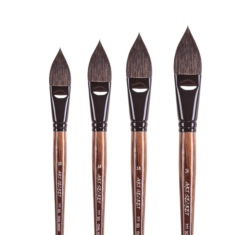 ArtSecret High Grade 777SQ Oval Wash Art Brushes Squirrel Hair Oak Wooden Handle Artist Tool Watercolor Acrylic Painting Supply