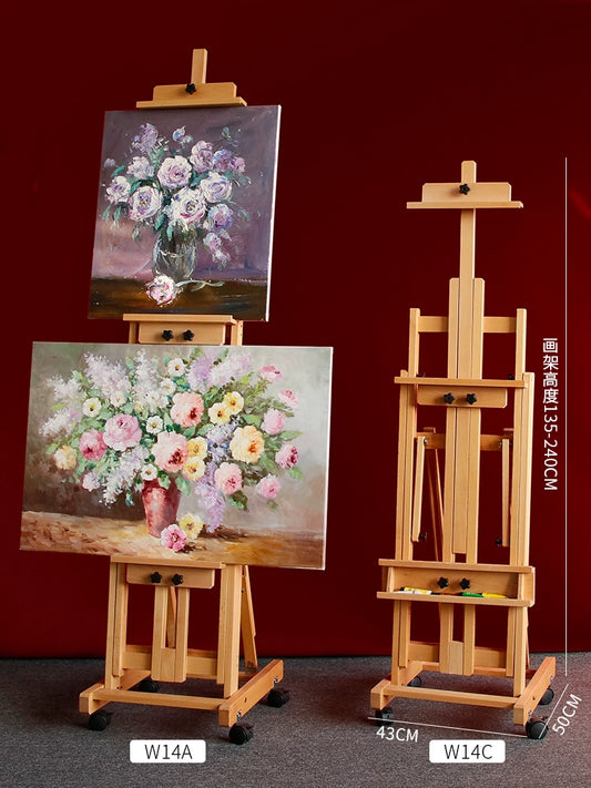 Beech Easel for Art Students Only Foldable Adjustable Flat Stand Dual-Use Sketch Oil Painting Easel Sub Easel Display Stand