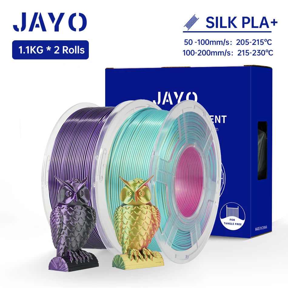 JAYO Silk PLA+ Rainbow 3D Filament 1.75mm SILK PLA plus Dual & Triple Color 3D Printer Filament Neatly Wound 1.1kg 2Rolls/set