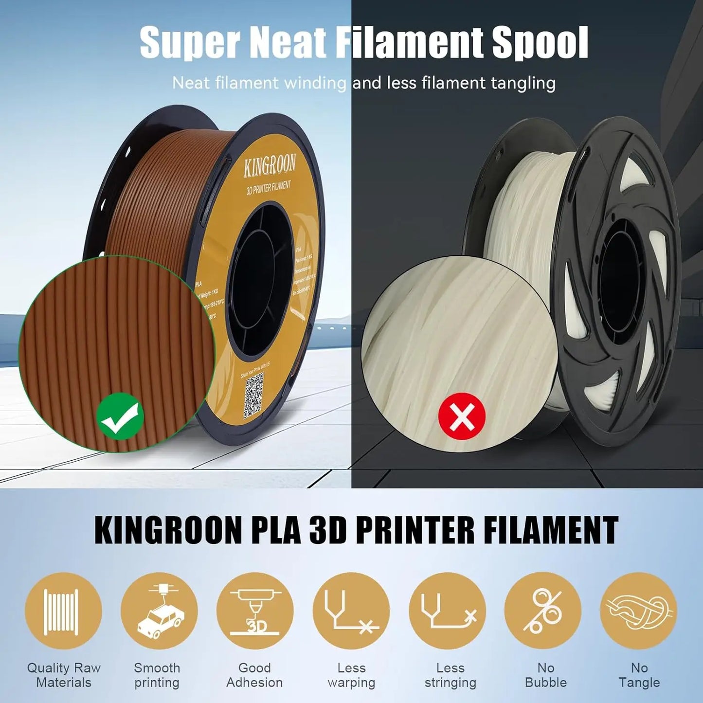 Kingroon High Speed PLA Bundle 3D Printer Filament 1.75mm, Rapid Filament for 30-600mm/s Hyper Printing Filament, Dimensional