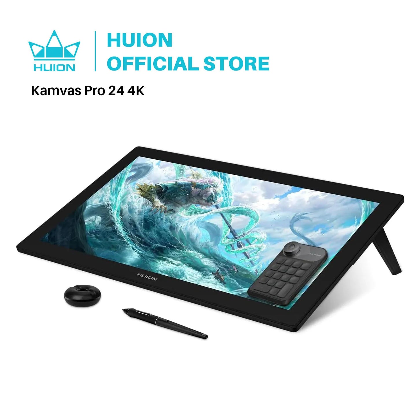 HUION Kamvas Pro 24 4K UHD Graphics Tablet Monitor 23.8 Inch 140% sRGB 8192 Level Battery free Display Drawing Monitor for Android