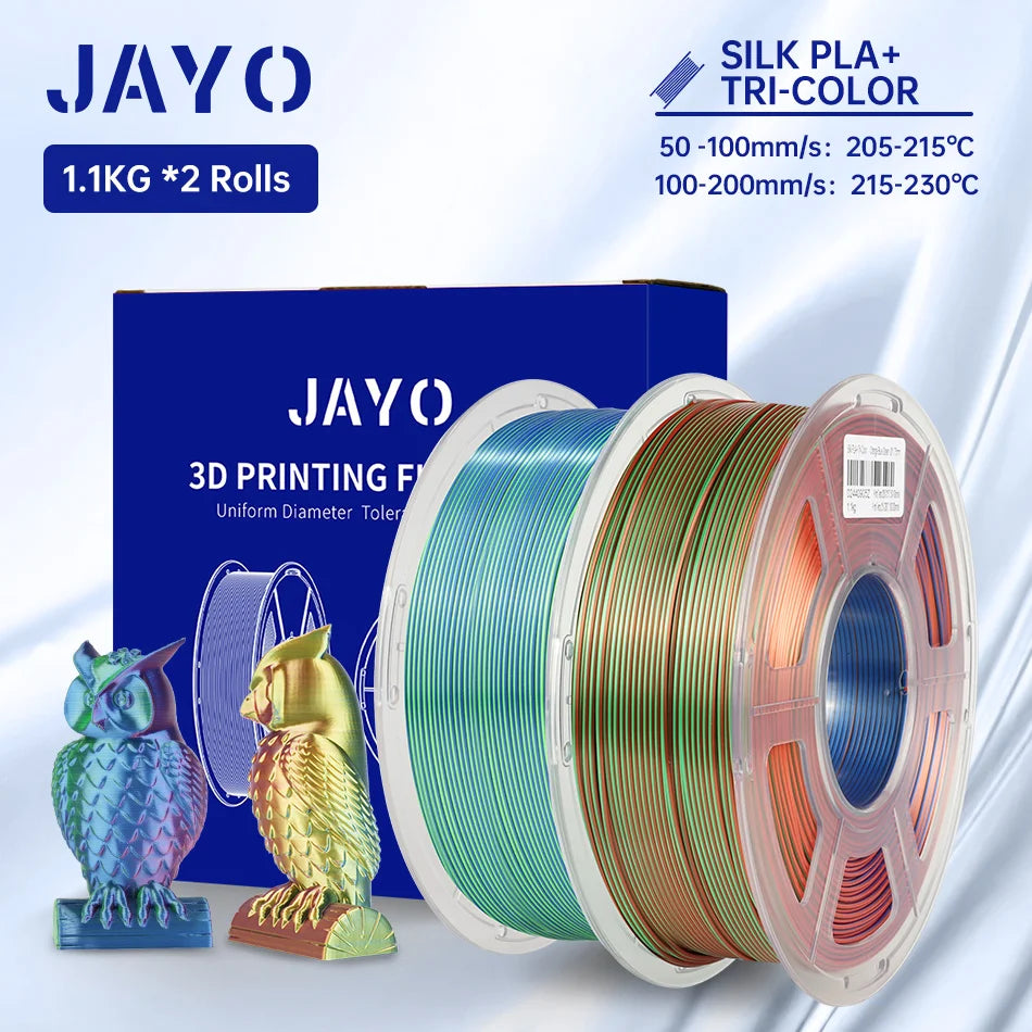 JAYO Silk PLA+ Rainbow 3D Filament 1.75mm SILK PLA plus Dual & Triple Color 3D Printer Filament Neatly Wound 1.1kg 2Rolls/set