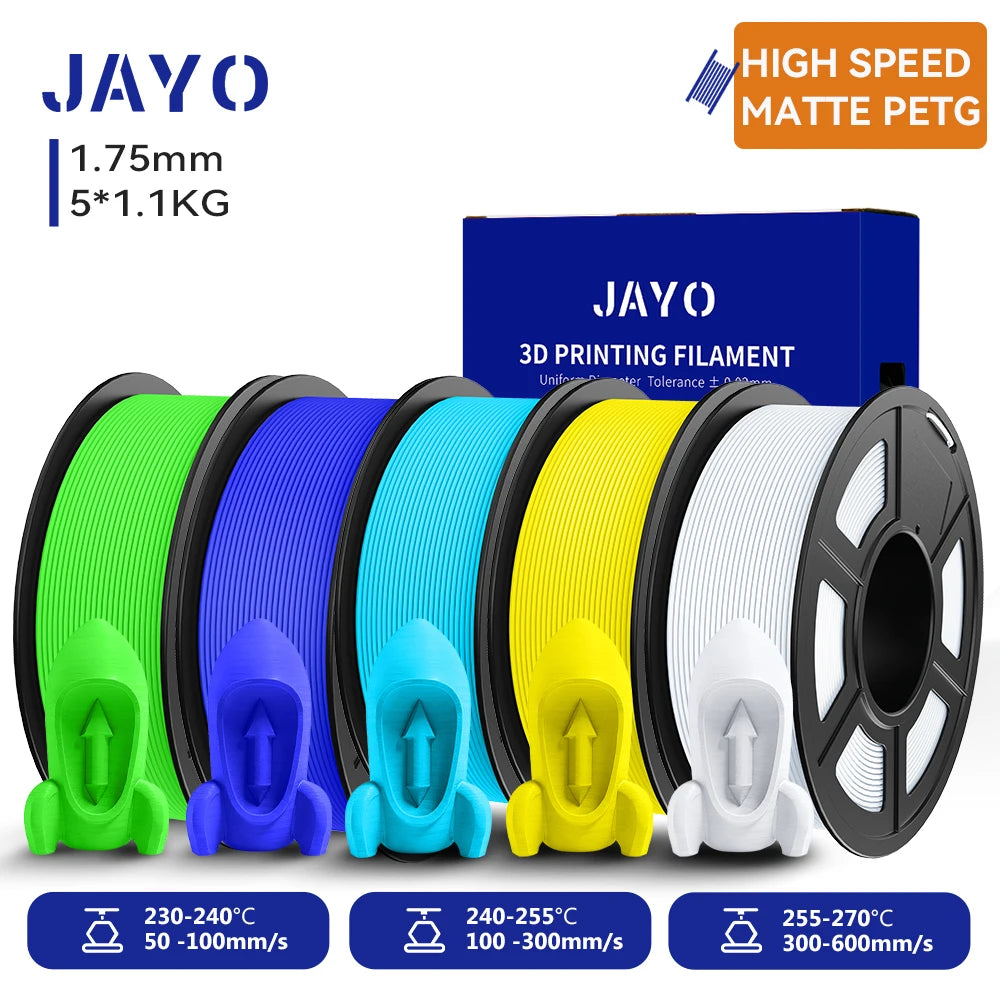 JAYO 5.5KG 3D PETG / High Speed Matte PETG / PLA Classic Printer Filament 1.75mm 3D Printer Filament Neatly Wound PETG for 3D