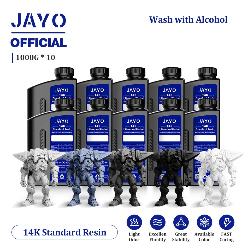 JAYO 10 Bottles 3D Resin Standard Fast Curing Standard/ 14K Standard/ Standard Plus 3D Resin for LCD DLP SLA Resin 3D Printer