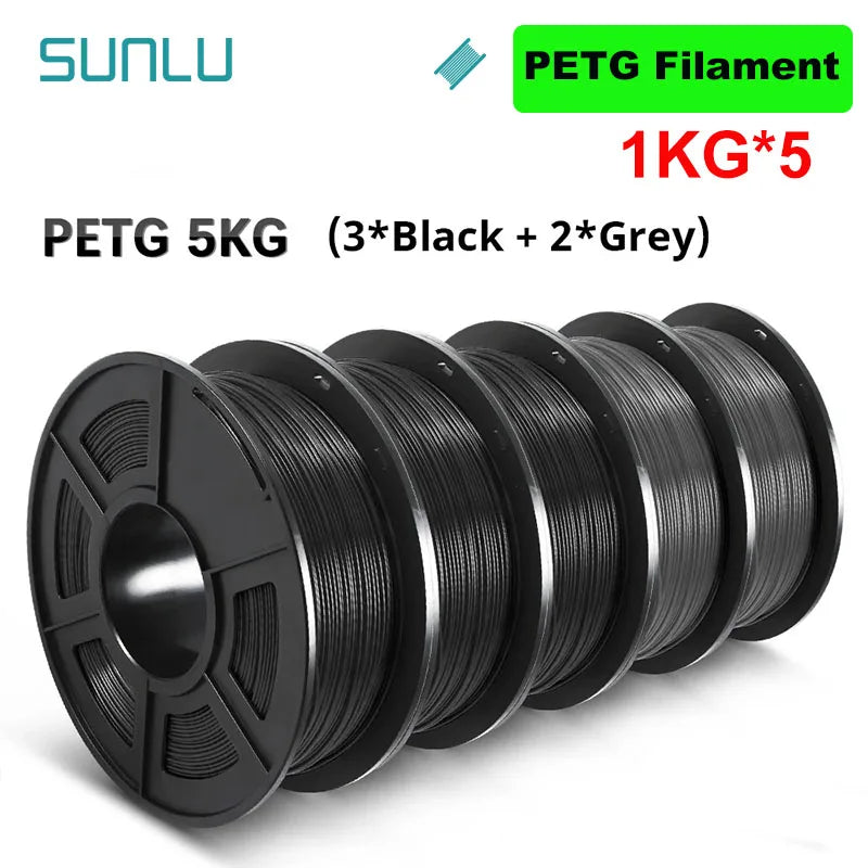 SUNLU 5KG 3D Filament PLA/PLA PLUS/PETG/ABS Filamnet 1.75mm 5Roll 1KG Neatly Wound 3D Printer Filament for 3D Printer