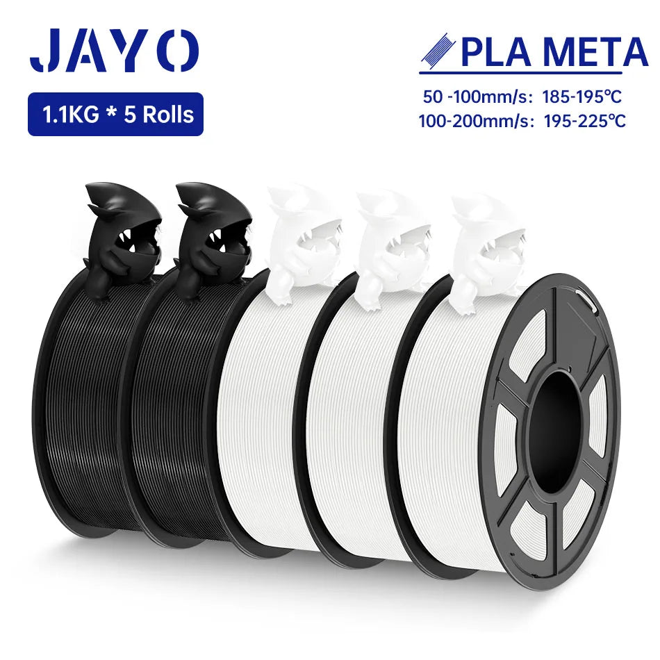 JAYO PLA Meta Filament 5 Rolls 1.75MM PLA 3D Printer Filament Neatly Wound Toughness 1.1KG 3D Printing Materials For FDM