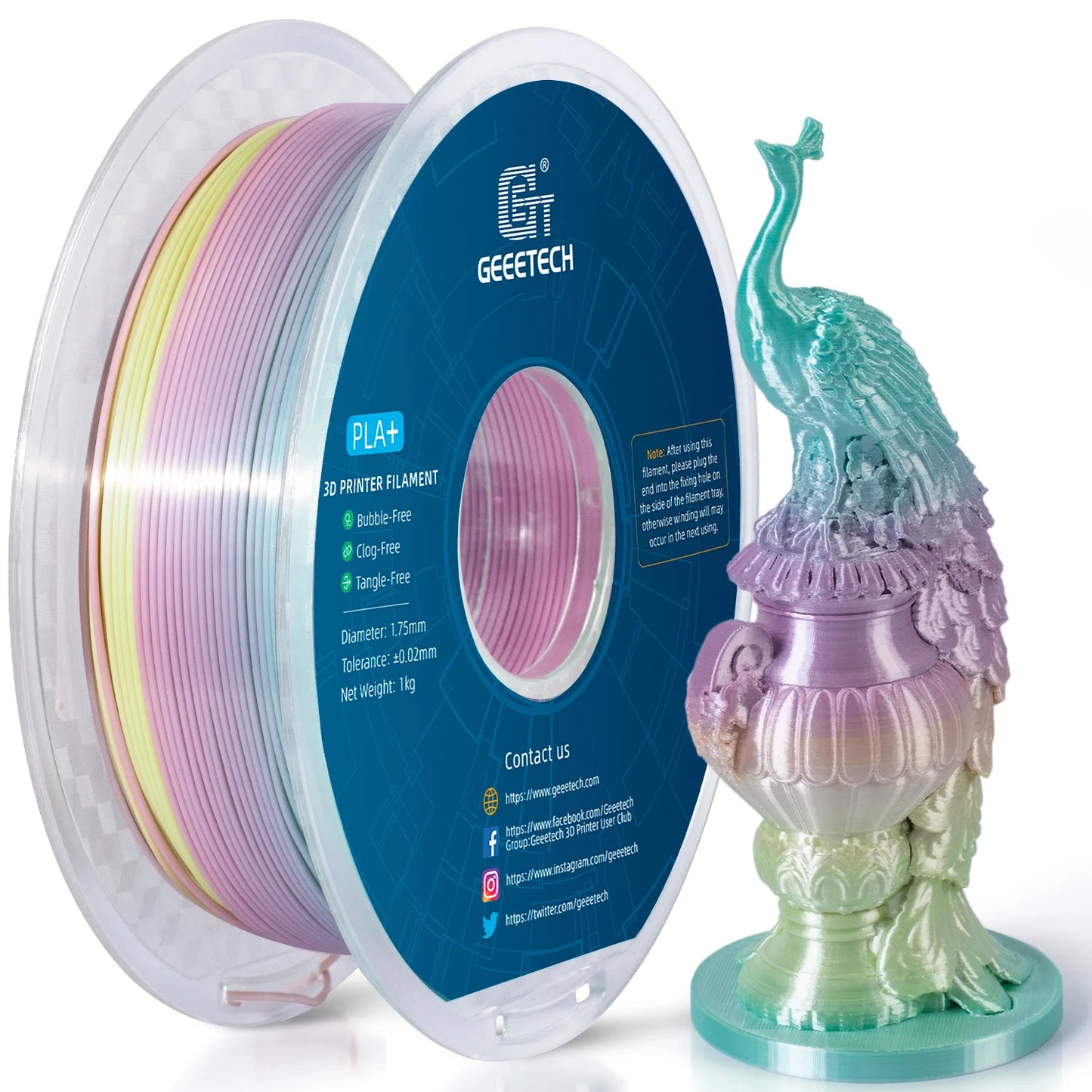 GEEETECH 3d Silk PLA Filament 1kg1.75mm Spool Wire For 3D Printer Material,Safety, Vacuum packaging, special color, Bubble free