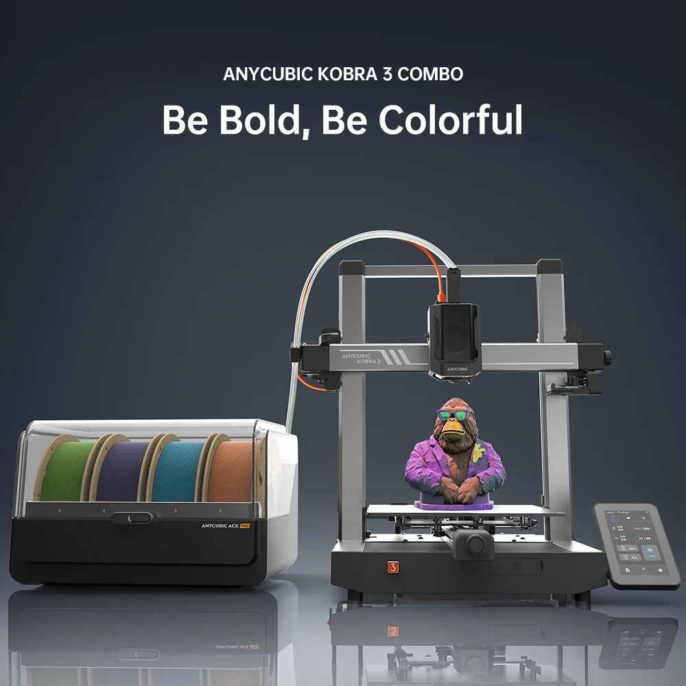 3D-Printer ANYCUBIC Kobra 3 Combo AE Version Multi-Color FDM Max 600 mm/s Printing Speed Build Size 250x250x260 mm